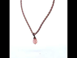Pendant Necklace Light Pink Glass Stone 16mm Drop Shape With Pink Twisted Cord Designed For Gentle Romantic Styling