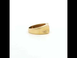 14K Yellow Gold Gypsy Ring | Natural Pink Tourmaline & Brilliant Diamond Accents | Vintage Flush-Set Band