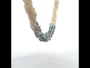Pearl Classic Twisted Necklace with Plain Chips Blue Topaz Gemstone