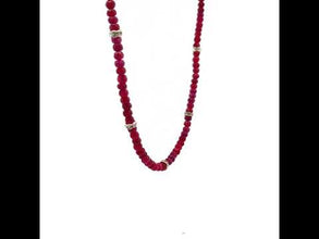 Natural Ruby Rondelle Facet Cut Bead Gemstone Necklace