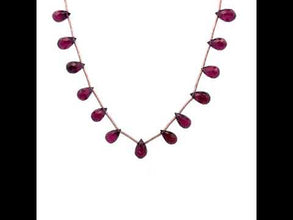 Natural Rhodolite Garnet Necklace | Drop 8x5mm Briolette Cut Gemstone Beads | 16 Inch January Birthstone Jewelry