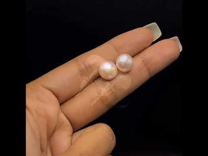 Handmade Freshwater Pearl Earrings Pink Color Ear Studs Button Shape 8mm Excellent Lustrous Jewelry Gift for Her Love and Joy