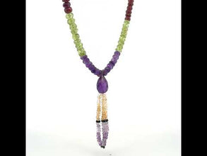 Peridot Natural, Amethyst, Spessartite Garnet, and Citrine Necklace