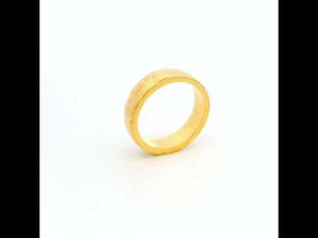 18K Yellow Gold Hammered Ring | Textured Handmade | Unisex Statement Wedding Band | Modern Minimal Style