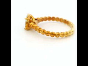 18K Rose Gold Diamond Halo Ring | Platinum-Set Cluster Center | Textured Beaded Band | Classic Elegant Design