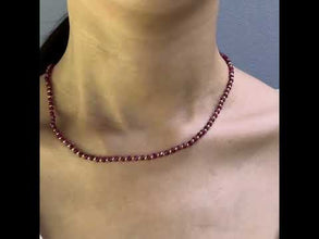Boutique 925 Sterling Silver Station Necklace with Natural Ruby 3.5mm Faceted Rondelle Beaded Gemstone Passion Energy