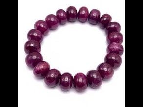 Natural Ruby Bracelet | Smooth 11–12mm Rondelle Beads 20 Pcs 248 Carats | Burgundy Red VVS Clarity | July Birthstone Jewelry