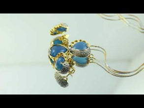 18K Yellow Gold Pendant Earring Chain with Chalcedony Heart & Natural Diamond Jewellery Set