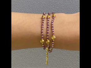 African Natural Amethyst 3mm with 925 Sterling Silver Station Necklace Faceted Rondelle Beaded Gemstone Charms February Birthstone