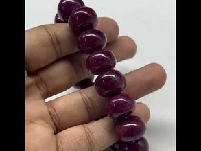 Handmade Natural Ruby 412 Carats Bracelet | Smooth 14-15mm Rondelle Beads 16 Pcs | Crimson Red VVS Clarity | High Value Gemstone Jewelry