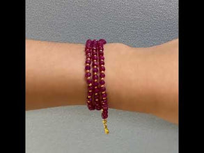 Authentic 925 Sterling Silver Station Necklace with Natural Ruby 4mm Faceted Rondelle Beaded Gemstone Love Energy