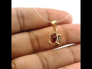 14K Yellow Gold Natural Garnet Oval Solitaire Pendant | Classic Prong-Set Design