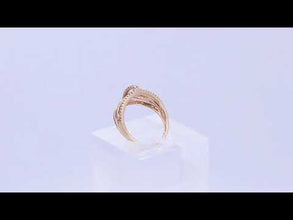 18K Rose Gold Multi-Band Cage Statement Ring | Natural Diamond Prong-Set Vertical Bar Design | Anniversary Gift
