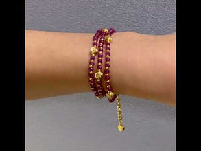 Elegance 925 Sterling Silver Station Necklace with Natural Ruby 3mm Faceted Rondelle Beaded Gemstone Gold Charms Fire Energy