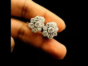 Vintage Timeless Diamond Cluster Halo 18K White Gold Stud Bridal Earring