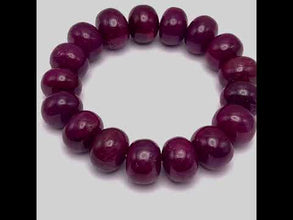 Natural Deep-Red Ruby Bracelet | Smooth 14–15mm Rondelle Beads | 17 Pcs 427 Carats | Burgundy VVS Clarity | July Gemstone Jewelry