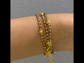 Exclusive 925 Sterling Silver Station Necklace with Natural Smoky Quartz 4mm Faceted Rondelle Beaded Gemstone Gold Charms Grounding Energy