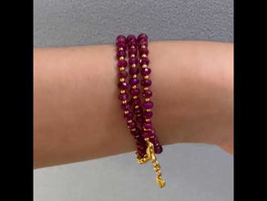 Luxury 925 Sterling Silver Station Necklace with Natural Ruby 4.5mm Faceted Rondelle Beaded Gemstone Power Gem