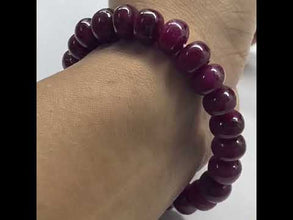 Natural Ruby Bracelet | Smooth 9-10mm Rondelle Beads 24 Pcs 185 Carats | Scarlet Red VVS Clarity | Adjustable High-Quality Gemstone Jewelry