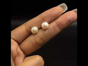 Freshwater Pearl Earring Cream Color Button Shape Stud 8-10mm Lustrous Quality Symbol of Love Care and Grace