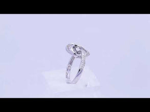 18K White Gold Infinity Knot Heart Ring | Natural Diamond Pavé & Flush Swirl Design | Romantic Promise Gift