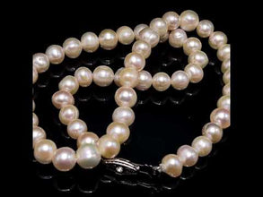 Natural Freshwater Pearl 8mm Pink Ringed Necklace 16.2inch Stunning Jewelry for Love and Heart Chakra Energy
