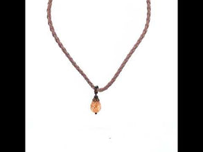 Pendant Light Peach Drop Shape 16mm Glass Stone With Light Pink Twisted Cord Necklace Evoking Warmth Softness And Elegance