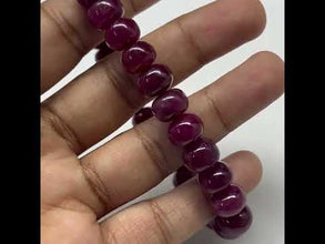 Natural Ruby Bracelet | Smooth 9–10mm Rondelle Beads 26 Pcs 197 Carats | Crimson Red VVS Clarity | Stretchable Unisex Gemstone Jewelry