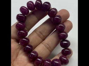 Natural Ruby Bracelet | Smooth 11-12mm Rondelle Beads 20 Pcs 245 Carats | Crimson Red VVS Clarity | July Birthstone Gemstone Jewelry