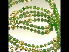 Royal Emerald Natural 4mm with 925 Sterling Silver Station Necklace Faceted Rondelle Beaded Gemstone Charms May Birthstone