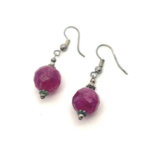 Purple Jade 12mm Ball Facet Dangle Gemstone Earrings