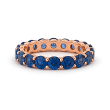 Full Eternity Ring 4mm Blue Sapphire Natural Gemstone Band September Yellow Gold / White Gold / Silver Jewelry