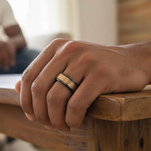 Ring Tungsten Black Duo Tone With Rose Gold Hammered Finish Top Band Durable Scratch Resistant Unisex Wedding Band