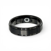 Ring Tungsten Center Raised Black Brushed Matte Finish Band Durable Scratch Resistant Unisex Wedding Band - Ring