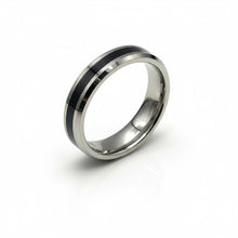 Ring Tungsten High Polish Finish Center Black Ceramic Inlay Beveled Edges Band Durable Scratch Resistant Unisex Wedding