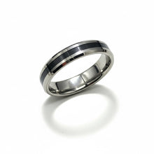 Ring Tungsten High Polish Finish Center Black Ceramic Inlay Beveled Edges Band Durable Scratch Resistant Unisex Wedding