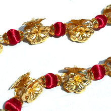 Royal 24K Gold Foil Flower Garland Embellished Satin Bauble Balls Handcrafted Divine Jewelry - Gold Foil