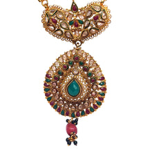Royal Polki Traditional Heritage Style Pendant Necklace Earrings Gold Plated Bridal Jewellery Set - Necklace Earring Set