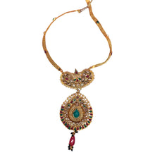 Royal Polki Traditional Heritage Style Pendant Necklace Earrings Gold Plated Bridal Jewellery Set - Necklace Earring Set
