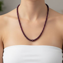 Ruby Natural Necklace | Smooth 4–10mm Rondelle Beads 122 Pcs 233.30 Carats | Burgundy Red VS Clarity | 22.5 Inch July