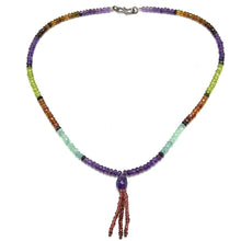 Spessartite Natural, Aquamarine, Amethyst, Peridot, and Garnet Necklace