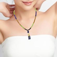 Spessartite Garnet Natural, Citrine, Tanzanite, Peridot, and Amethyst Necklace