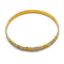 Statement White Yellow Gold Plated metal 1 Piece Bangle with Bold Patterns and Timeless Traditional Engraving - Bracelet