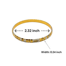 Statement White Yellow Gold Plated metal 1 Piece Bangle with Bold Patterns and Timeless Traditional Engraving - Bracelet