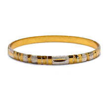 Statement White Yellow Gold Plated metal 1 Piece Bangle with Bold Patterns and Timeless Traditional Engraving - Bracelet