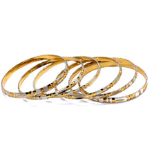 Statement White Yellow Gold Plated metal 1 Piece Bangle with Bold Patterns and Timeless Traditional Engraving - Bracelet