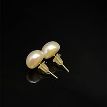 Stud Earrings Freshwater Pearl | 9.30mm Button Shape | Plain Smooth | Silver Pink Color | Glam Lustrous Jewelry for Her