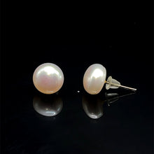 Stud Earrings | Freshwater Pearl | Silver Pink Color | Button Shape | Plain Smooth Luster | 9mm | June Birthstone
