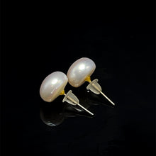 Stud Earrings | Freshwater Pearl | Silver Pink Color | Button Shape | Plain Smooth Luster | 9mm | June Birthstone