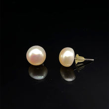 Stud Earrings | Freshwater Pink Pearl | Button Shape | Plain Smooth | 9mm | Pearly Luster | Women’s Jewelry - Earrings